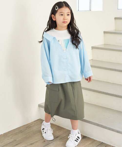 ikka（イッカ）の「【親子コーデ】フォトTドッキングブラウス（120~160cm）（シャツ/ブラウス・キッズ・グリーン/ブルー・120/130/140/150/160）」の18枚目の写真