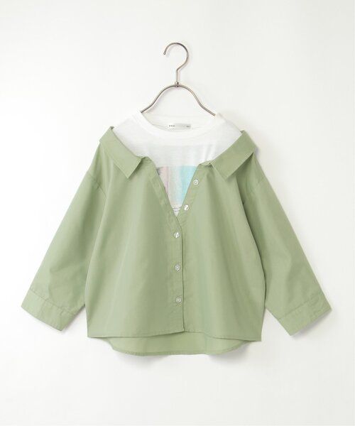 ikka（イッカ）の「【親子コーデ】フォトTドッキングブラウス（120~160cm）（シャツ/ブラウス・キッズ・グリーン/ブルー・120/130/140/150/160）」の21枚目の写真