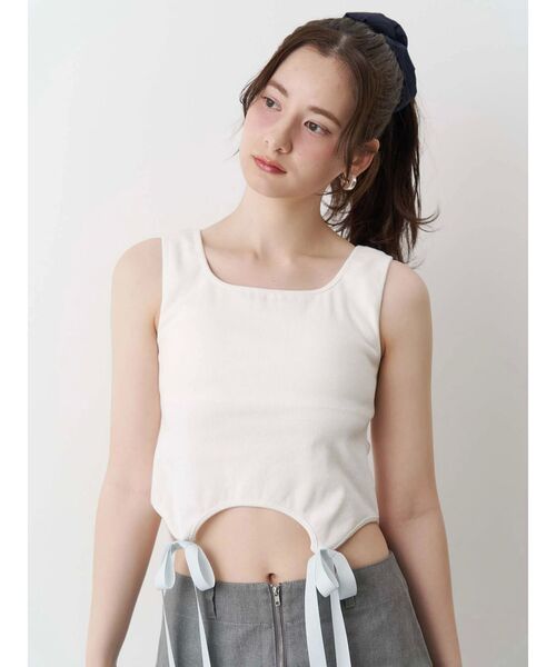 CALNAMUR カップインリボンタンクトップ セール】CUP IN RIBBON TANK TOP/カップインリボンタンクトップ