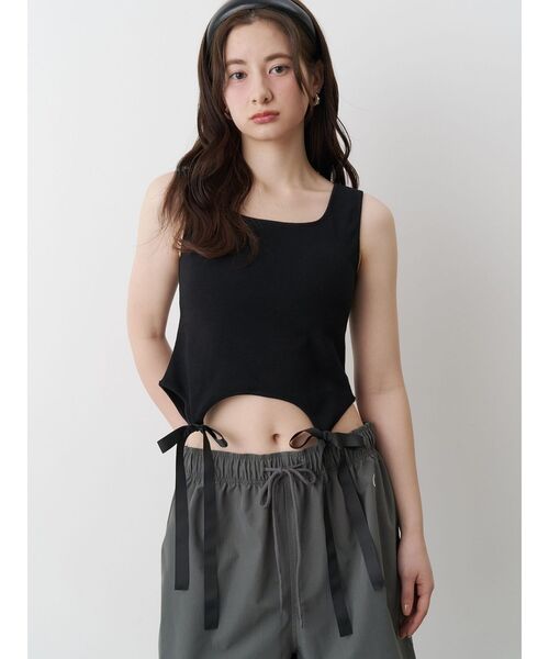 CALNAMUR カップインリボンタンクトップ セール】CUP IN RIBBON TANK TOP/カップインリボンタンクトップ