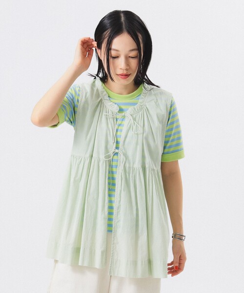 BEAMS BOY（ビームスボーイ）の「コットン ギャザー ノースリーブ シャツ（シャツ/ブラウス・レディース・オフホワイト/ブラック/ミント・ONE SIZE）」の16枚目の写真