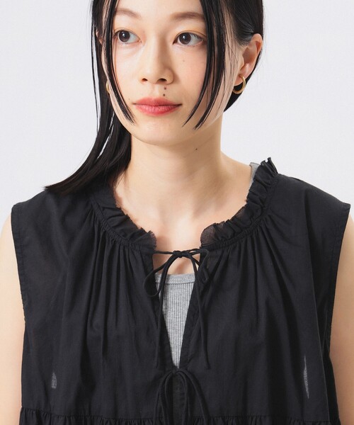 BEAMS BOY（ビームスボーイ）の「コットン ギャザー ノースリーブ シャツ（シャツ/ブラウス・レディース・オフホワイト/ブラック/ミント・ONE SIZE）」の21枚目の写真