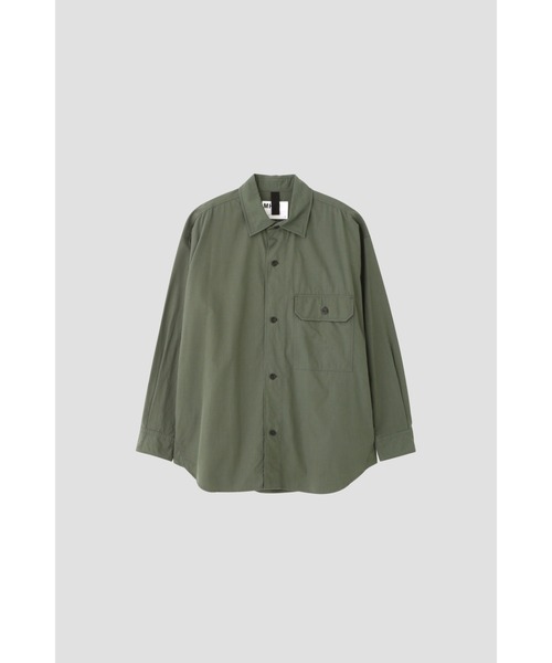 MHL.（エムエイチエル）の「COTTON CUPRA PLAINWEAVE（シャツ/ブラウス・メンズ・カーキ/ネイビー系1・SMALL/LARGE/MEDIUM）」の6枚目の写真