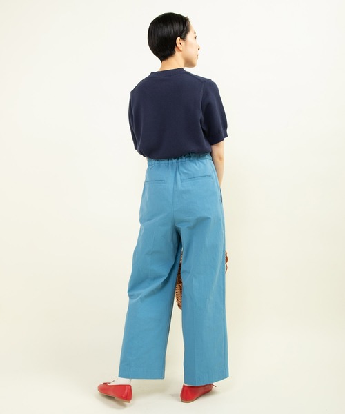 CHILD WOMAN（チャイルドウーマン）の「☆2/32 強撚綿すいかインターシャ 半袖プルオーバー（ニット/セーター・レディース・イエロー/ネイビー・FREE）」の8枚目の写真