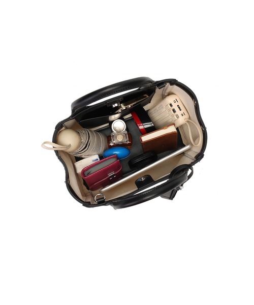 MERCURYDUO（マーキュリーデュオ）の「【MERCURYDUO/マーキュリーデュオ】カードケース付 軽量キャンバスロゴ 2WAYトートバッグ（トートバッグ・レディース・ブラック系/アイボリー系・FREE）」の4枚目の写真