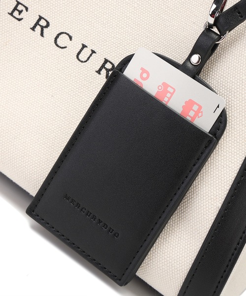 MERCURYDUO（マーキュリーデュオ）の「【MERCURYDUO/マーキュリーデュオ】カードケース付 軽量キャンバスロゴ 2WAYトートバッグ（トートバッグ・レディース・ブラック系/アイボリー系・FREE）」の6枚目の写真