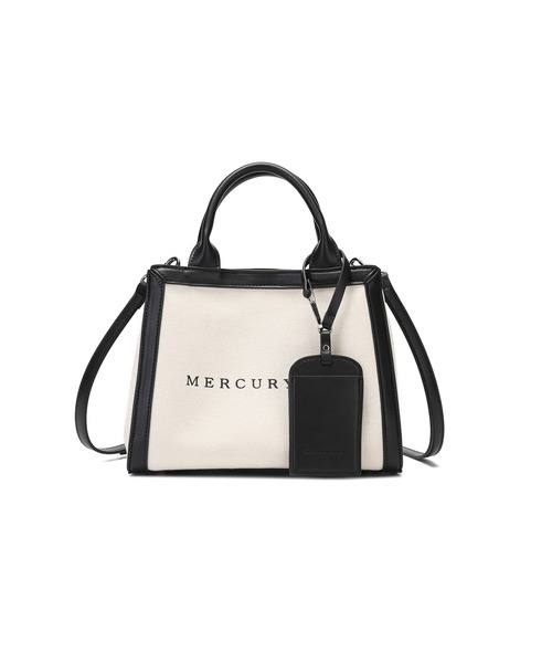 MERCURYDUO（マーキュリーデュオ）の「【MERCURYDUO/マーキュリーデュオ】カードケース付 軽量キャンバスロゴ 2WAYトートバッグ（トートバッグ・レディース・ブラック系/アイボリー系・FREE）」の10枚目の写真