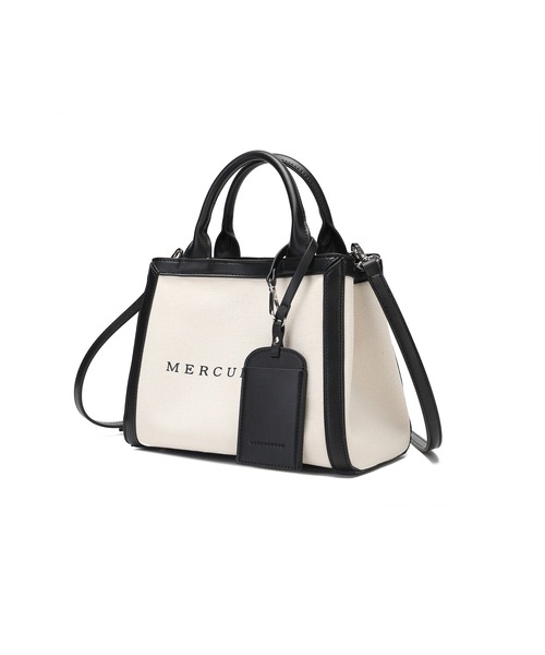 MERCURYDUO（マーキュリーデュオ）の「【MERCURYDUO/マーキュリーデュオ】カードケース付 軽量キャンバスロゴ 2WAYトートバッグ（トートバッグ・レディース・ブラック系/アイボリー系・FREE）」の11枚目の写真