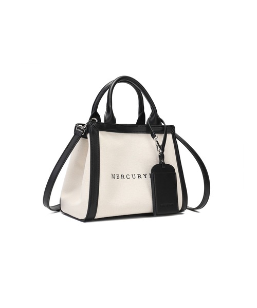 MERCURYDUO（マーキュリーデュオ）の「【MERCURYDUO/マーキュリーデュオ】カードケース付 軽量キャンバスロゴ 2WAYトートバッグ（トートバッグ・レディース・ブラック系/アイボリー系・FREE）」の12枚目の写真