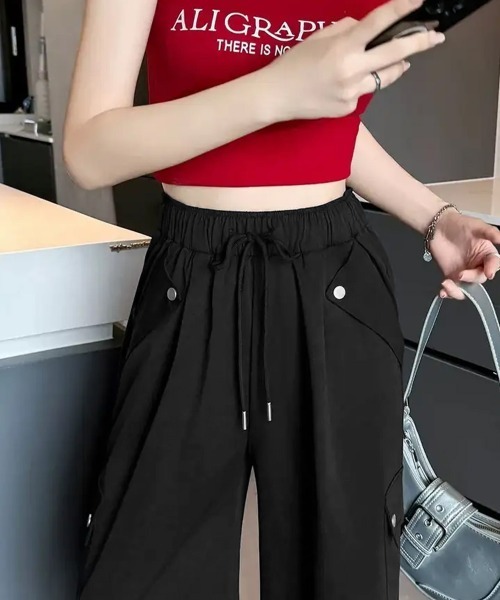 Miniministore(ミニミニストア)の「カーゴパンツ レディースストレートパンツ(カーゴパンツ・レディース・ブラック/ホワイト/ベージュ/ダークグレー/ライトブルー・FREE)」の15枚目の写真