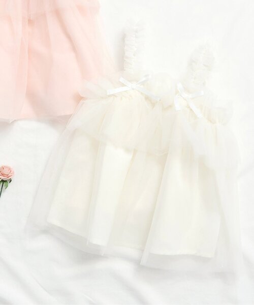 apres les cours（アプレレクール）の「チュールベビージャンスカ（その他ベビーウェア・キッズ・オフホワイト/ピンク・80/70）」の2枚目の写真