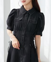 MAJESTIC LEGON（マジェスティックレゴン）の「【WEB限定XSサイズあり】サイドレースアップシャツワンピース（シャツワンピース・レディース）」