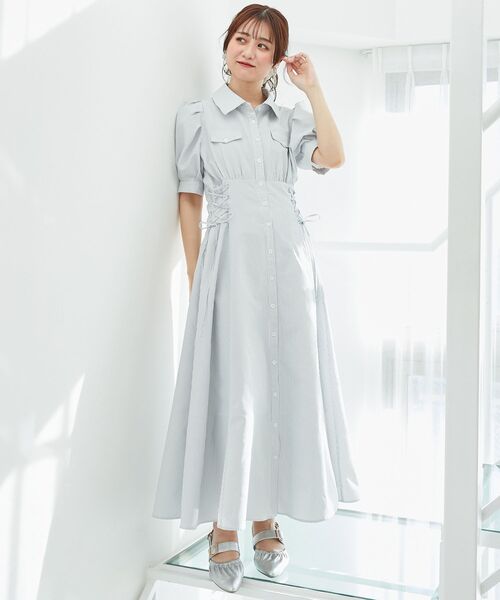 【WEB限定XSサイズあり】サイドレースアップシャツワンピース