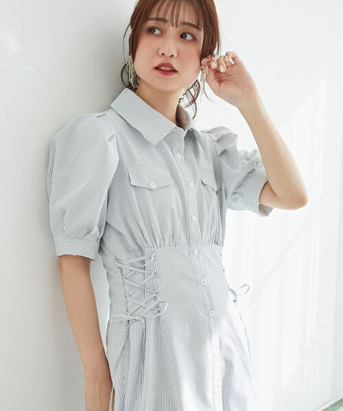 【WEB限定XSサイズあり】サイドレースアップシャツワンピース