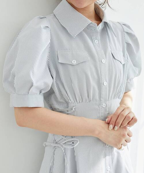 【WEB限定XSサイズあり】サイドレースアップシャツワンピース