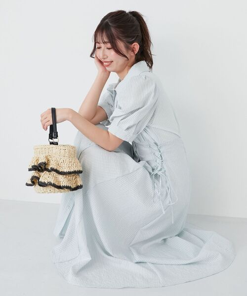 【WEB限定XSサイズあり】サイドレースアップシャツワンピース