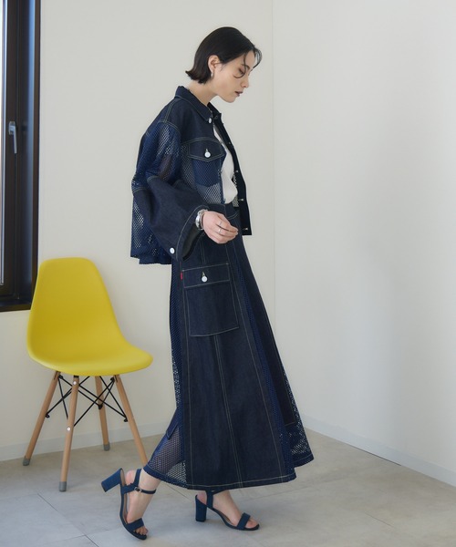 Paradise Picnic（パラダイスピクニック）の「USU デニムツイルメッシュジャケット（デニムジャケット・レディース・ブルー・FREE）」の6枚目の写真