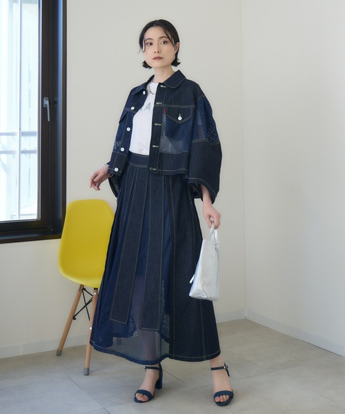 Paradise Picnic（パラダイスピクニック）の「USU デニムツイルメッシュジャケット（デニムジャケット・レディース・ブルー・FREE）」の5枚目の写真