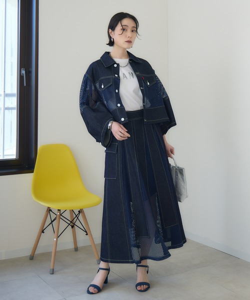 Paradise Picnic（パラダイスピクニック）の「USU デニムツイルメッシュジャケット（デニムジャケット・レディース・ブルー・FREE）」の4枚目の写真