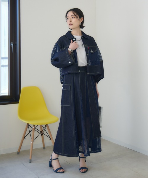 Paradise Picnic（パラダイスピクニック）の「USU デニムツイルメッシュジャケット（デニムジャケット・レディース・ブルー・FREE）」の3枚目の写真