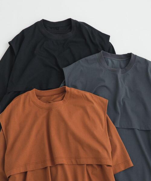 LAATO(ラート)の「layered big tee(Tシャツ/カットソー・レディース・ダークグレー/ブラウン/オフホワイト/ブラック/キャメル・FREE)」の18枚目の写真