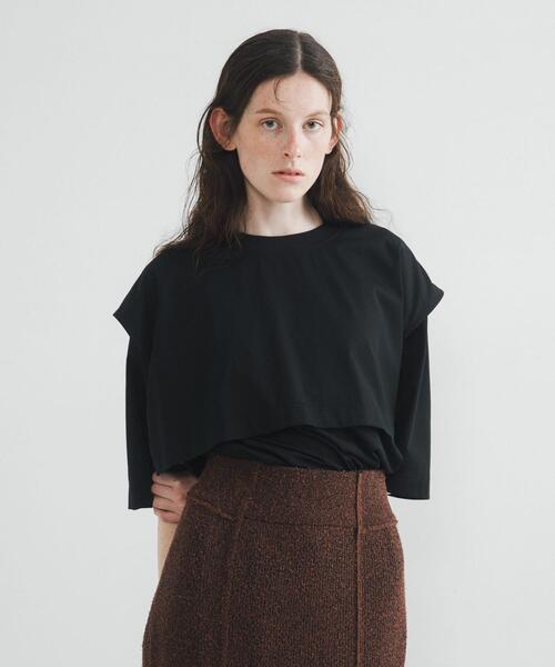 LAATO（ラート）の「layered big tee（Tシャツ/カットソー・レディース・オフホワイト/ブラウン/ダークグレー/ブラック/キャメル・FREE）」の11枚目の写真