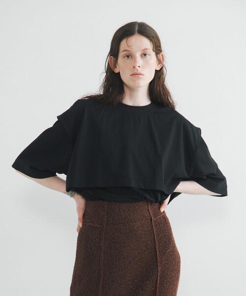 LAATO（ラート）の「layered big tee（Tシャツ/カットソー・レディース・オフホワイト/ブラウン/ダークグレー/ブラック/キャメル・FREE）」の12枚目の写真