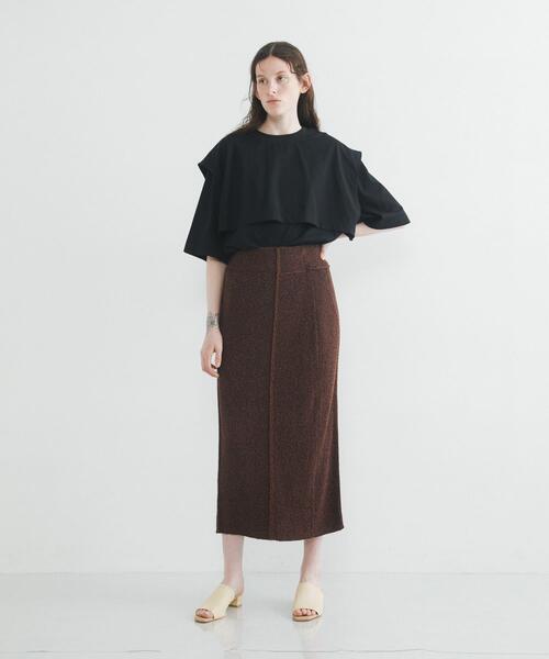 LAATO（ラート）の「layered big tee（Tシャツ/カットソー・レディース・オフホワイト/ブラウン/ダークグレー/ブラック/キャメル・FREE）」の16枚目の写真