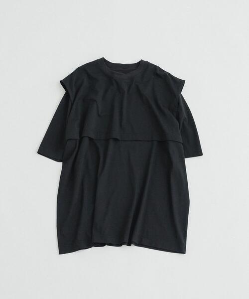 LAATO（ラート）の「layered big tee（Tシャツ/カットソー・レディース・オフホワイト/ブラウン/ダークグレー/ブラック/キャメル・FREE）」の17枚目の写真