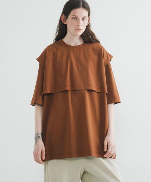 LAATO（ラート）の「layered big tee（Tシャツ/カットソー・レディース・オフホワイト/ブラウン/ダークグレー/ブラック/キャメル・FREE）」の21枚目の写真