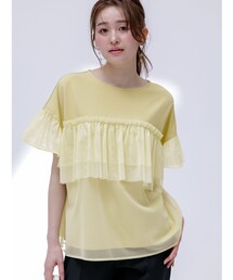 ANY SIS（エニィスィス）の「【洗える】チュール重ね プルオーバー（Tシャツ/カットソー）」