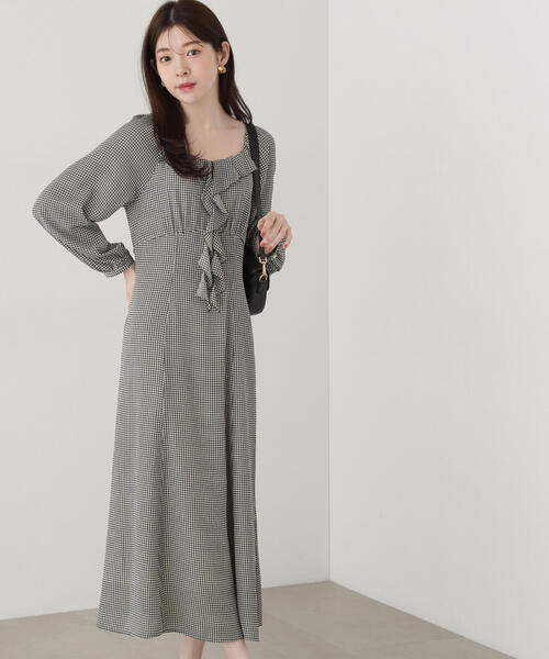 EDIT COLOGNE(エディットコロン)の「《EDIT COLOGNE》ラッフルワンピース(ワンピース・レディース・ホワイト系その他/ブラック・MEDIUM/SMALL)」の6枚目の写真