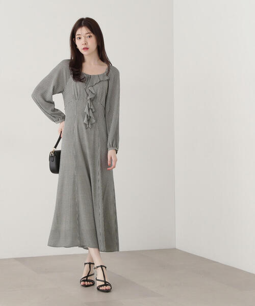 EDIT COLOGNE(エディットコロン)の「《EDIT COLOGNE》ラッフルワンピース(ワンピース・レディース・ホワイト系その他/ブラック・MEDIUM/SMALL)」の8枚目の写真