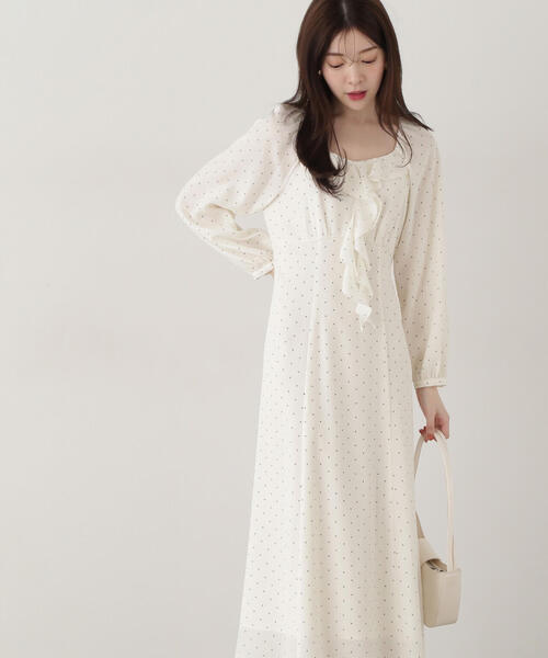 EDIT COLOGNE(エディットコロン)の「《EDIT COLOGNE》ラッフルワンピース(ワンピース・レディース・ホワイト系その他/ブラック・MEDIUM/SMALL)」の19枚目の写真