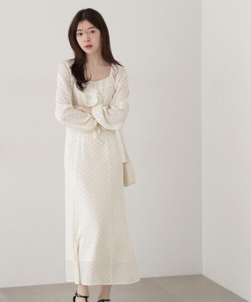 EDIT COLOGNE(エディットコロン)の「《EDIT COLOGNE》ラッフルワンピース(ワンピース・レディース・ホワイト系その他/ブラック・MEDIUM/SMALL)」の20枚目の写真