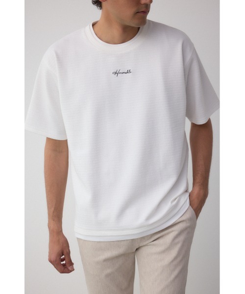 AZUL by moussy(アズールバイマウジー)の「フェイクレイヤードジャガードTシャツ(Tシャツ/カットソー・メンズ・ライトブルー/ブラック/ホワイト・MEDIUM/LARGE)」の2枚目の写真