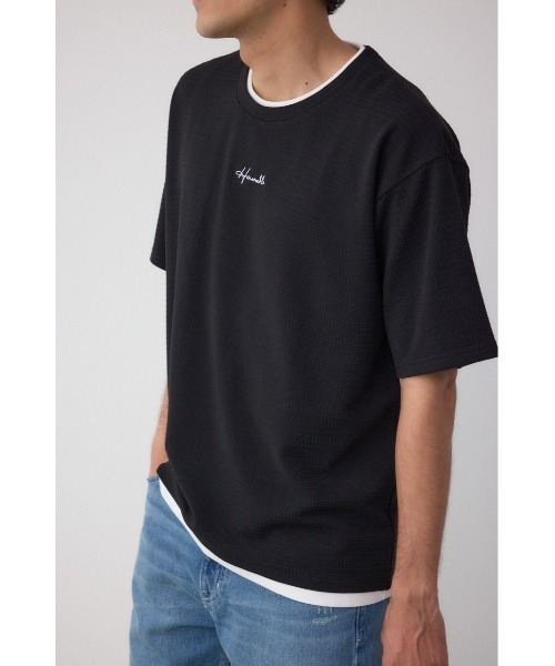 AZUL by moussy(アズールバイマウジー)の「フェイクレイヤードジャガードTシャツ(Tシャツ/カットソー・メンズ・ライトブルー/ブラック/ホワイト・MEDIUM/LARGE)」の3枚目の写真