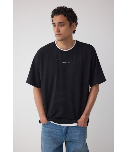 AZUL by moussy(アズールバイマウジー)の「フェイクレイヤードジャガードTシャツ(Tシャツ/カットソー・メンズ・ライトブルー/ブラック/ホワイト・MEDIUM/LARGE)」の20枚目の写真
