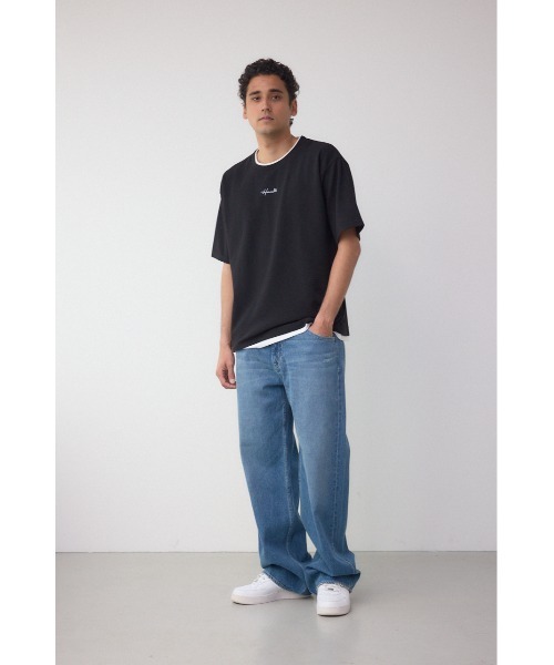 AZUL by moussy(アズールバイマウジー)の「フェイクレイヤードジャガードTシャツ(Tシャツ/カットソー・メンズ・ライトブルー/ブラック/ホワイト・MEDIUM/LARGE)」の19枚目の写真