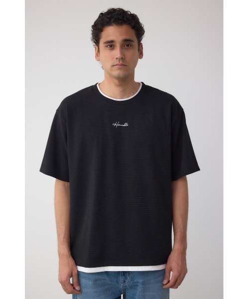 AZUL by moussy(アズールバイマウジー)の「フェイクレイヤードジャガードTシャツ(Tシャツ/カットソー・メンズ・ライトブルー/ブラック/ホワイト・MEDIUM/LARGE)」の18枚目の写真