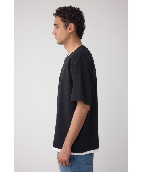 AZUL by moussy(アズールバイマウジー)の「フェイクレイヤードジャガードTシャツ(Tシャツ/カットソー・メンズ・ライトブルー/ブラック/ホワイト・MEDIUM/LARGE)」の17枚目の写真