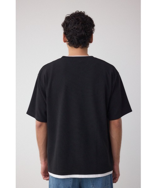 AZUL by moussy(アズールバイマウジー)の「フェイクレイヤードジャガードTシャツ(Tシャツ/カットソー・メンズ・ライトブルー/ブラック/ホワイト・MEDIUM/LARGE)」の16枚目の写真