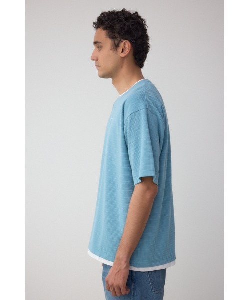 AZUL by moussy(アズールバイマウジー)の「フェイクレイヤードジャガードTシャツ(Tシャツ/カットソー・メンズ・ライトブルー/ブラック/ホワイト・MEDIUM/LARGE)」の8枚目の写真