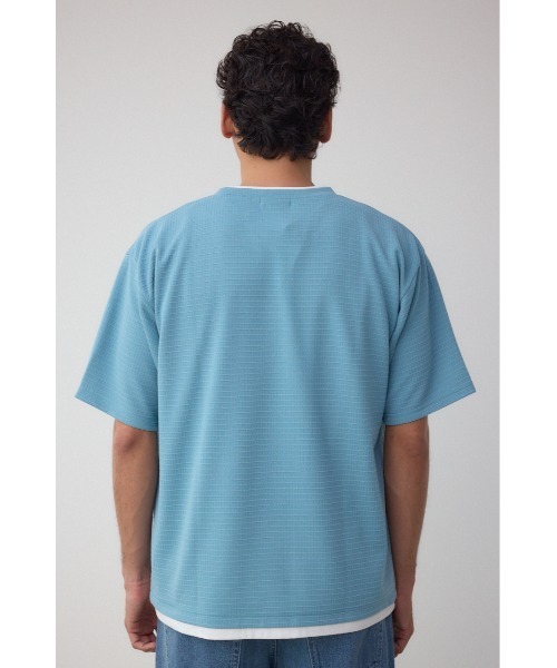 AZUL by moussy(アズールバイマウジー)の「フェイクレイヤードジャガードTシャツ(Tシャツ/カットソー・メンズ・ライトブルー/ブラック/ホワイト・MEDIUM/LARGE)」の7枚目の写真