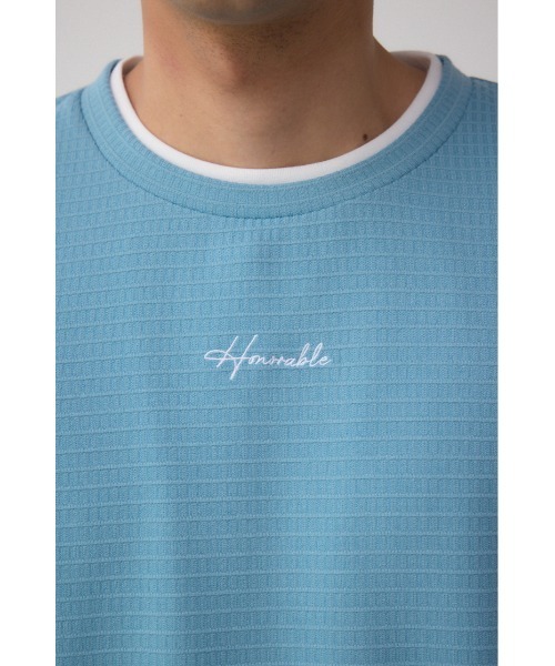 AZUL by moussy(アズールバイマウジー)の「フェイクレイヤードジャガードTシャツ(Tシャツ/カットソー・メンズ・ライトブルー/ブラック/ホワイト・MEDIUM/LARGE)」の6枚目の写真