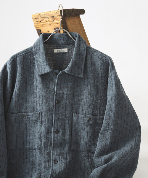 JOURNAL STANDARD relume（ジャーナルスタンダード　レリューム）の「C/Lバスケット ピンストライプシャツ（シャツ/ブラウス・メンズ・アイボリー/ブラック/ライトグレー・LARGE/MEDIUM）」の9枚目の写真