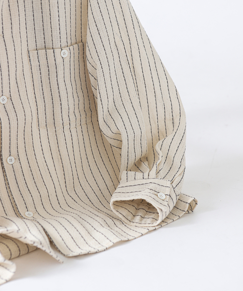 JOURNAL STANDARD relume（ジャーナルスタンダード　レリューム）の「C/Lバスケット ピンストライプシャツ（シャツ/ブラウス・メンズ・アイボリー/ブラック/ライトグレー・LARGE/MEDIUM）」の14枚目の写真