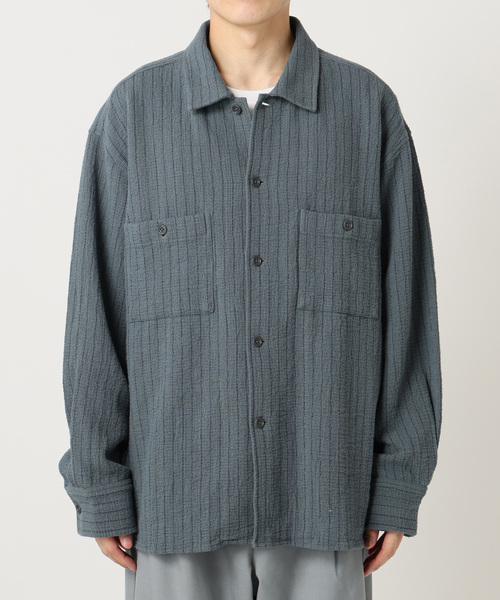 JOURNAL STANDARD relume（ジャーナルスタンダード　レリューム）の「C/Lバスケット ピンストライプシャツ（シャツ/ブラウス・メンズ・アイボリー/ブラック/ライトグレー・LARGE/MEDIUM）」の16枚目の写真