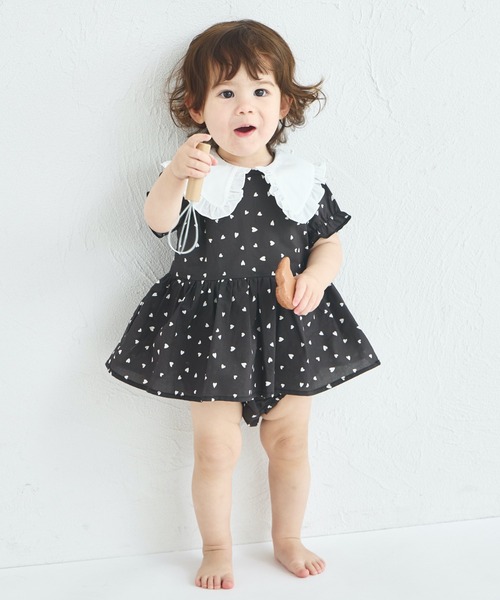 ジャカディ フリル襟　ロンパース ジャカディ フリル襟ロンパース