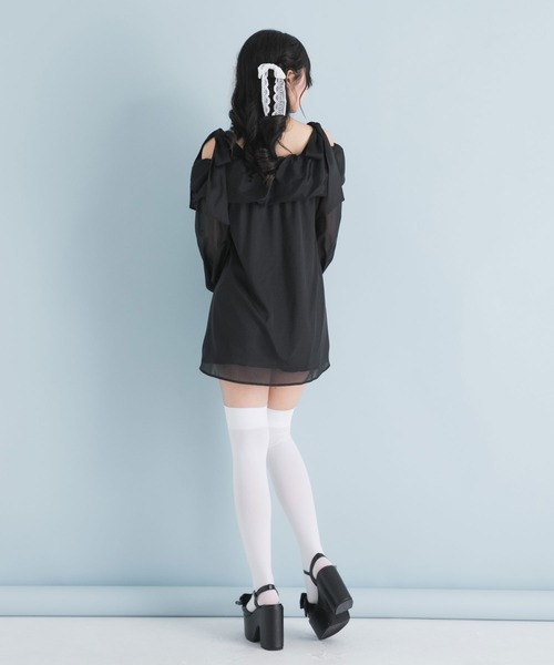 DearMyLoveRose(ディアマイラブローズ)の「オフショルシアーチュニックワンピース(ワンピース・レディース・イエロー/ベージュ/ベビーピンク/ブラック/グレー・MEDIUM/LARGE/LL/3L)」の21枚目の写真